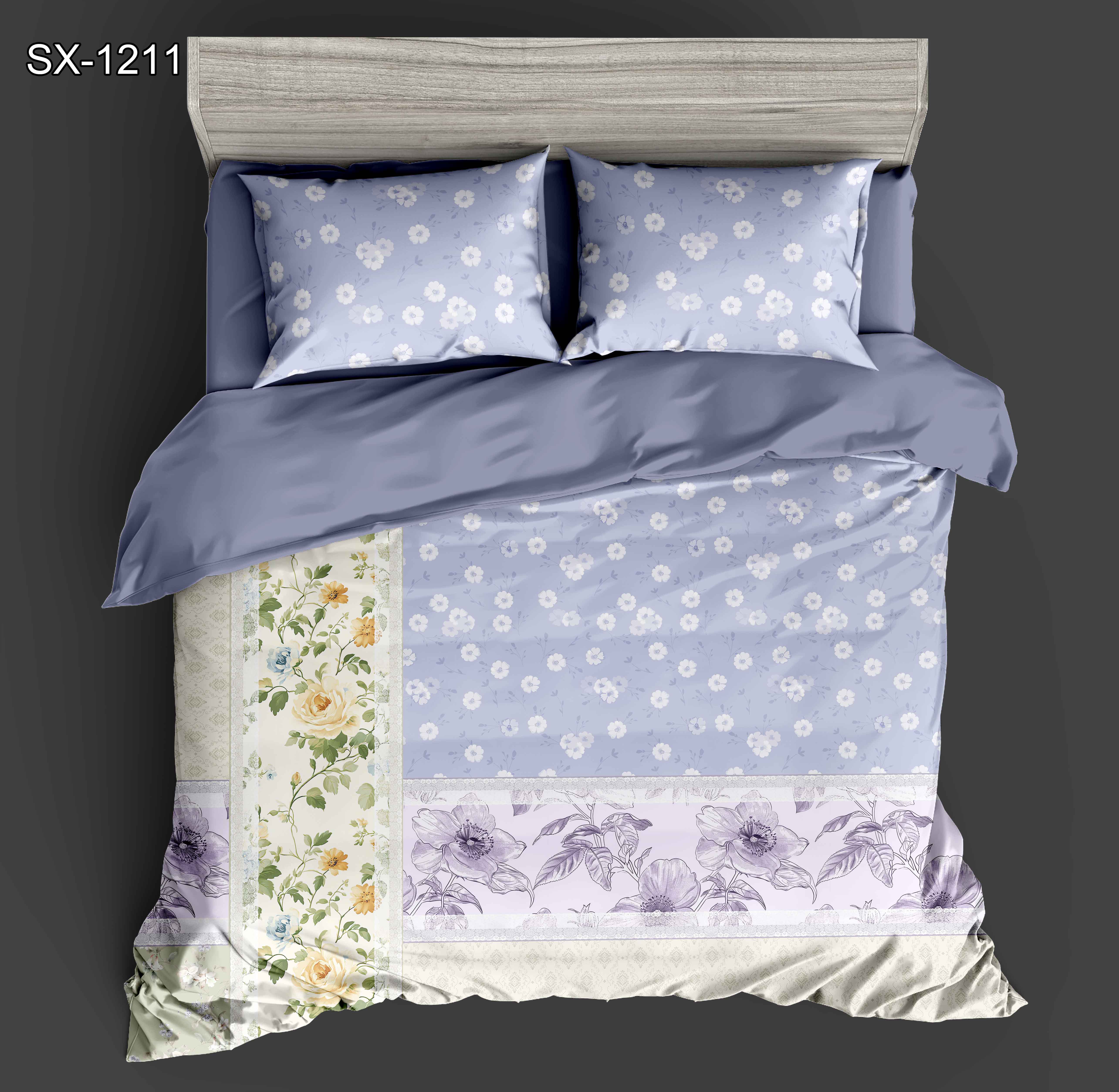 5D digitális nyomtatott ágyneműkészlet Patchwork Floral and Vintage Patter Design