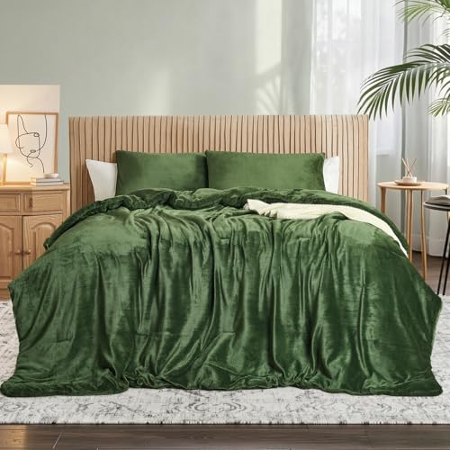 Forest Green Velvet ágynemű szett – Ultra puha steppelt 3 részes ágyneműgarnitúra